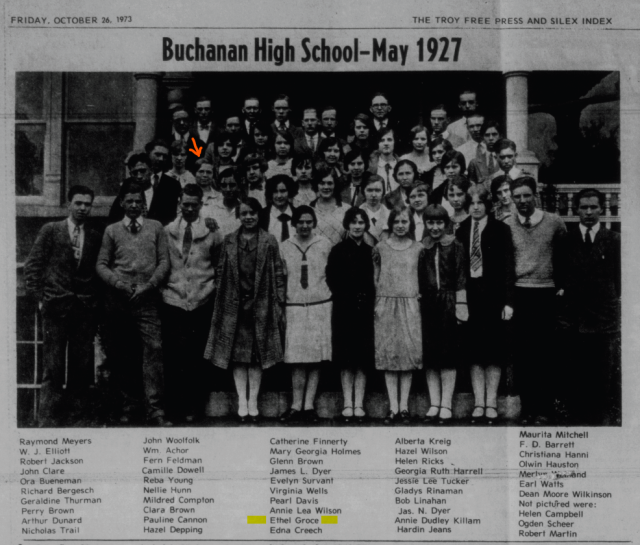 Ethel Groce high school photo, 1927
